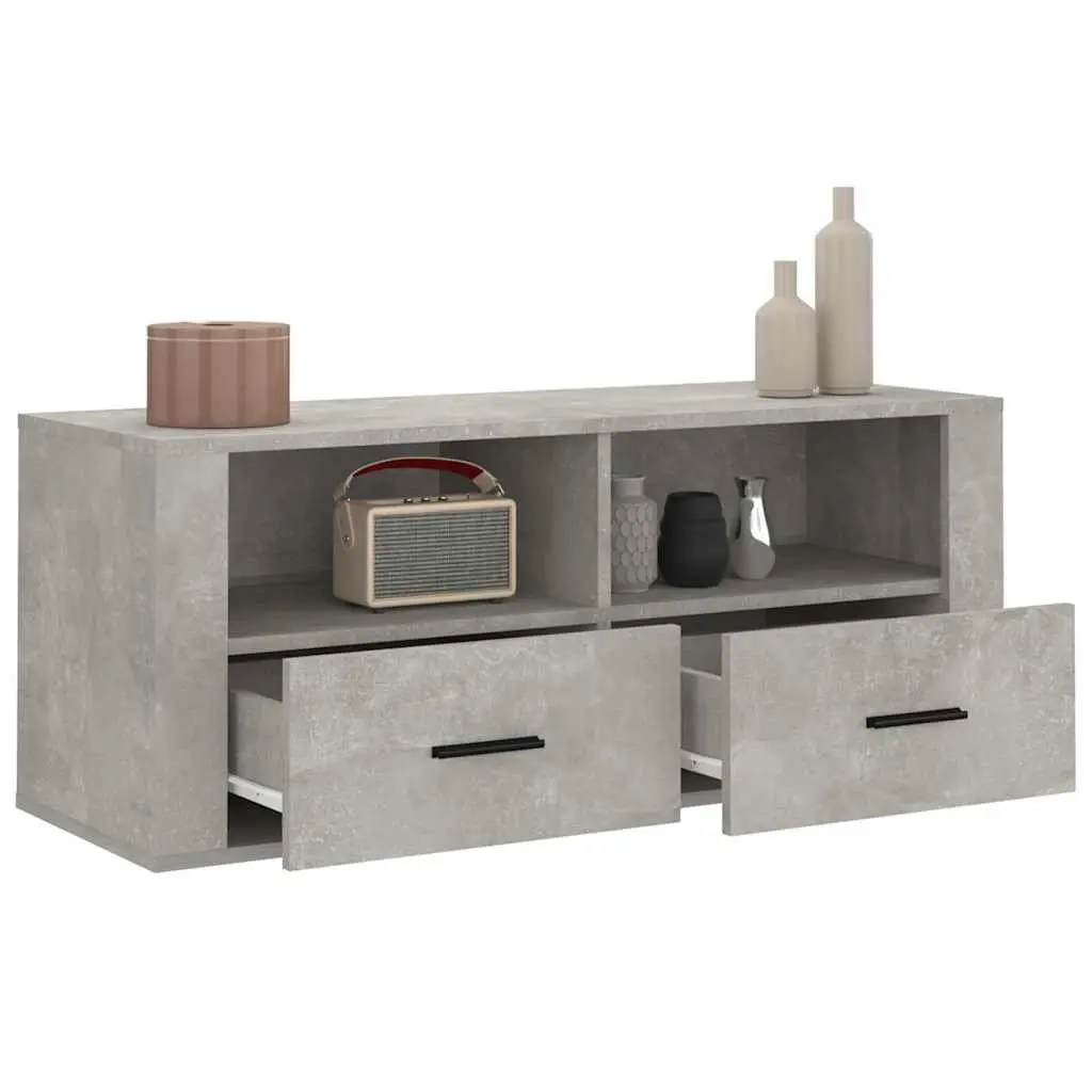 Concrete Grey Engineered Wood TV Cabinet Storage Unit
