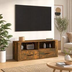 Stylish Smoked Oak TV Cabinet with Drawers and Compartments