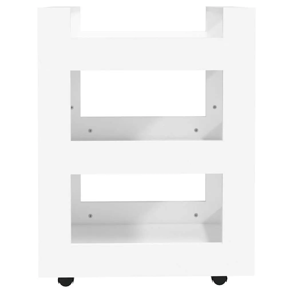 White Kitchen Trolley with 3 Shelves and Wheels