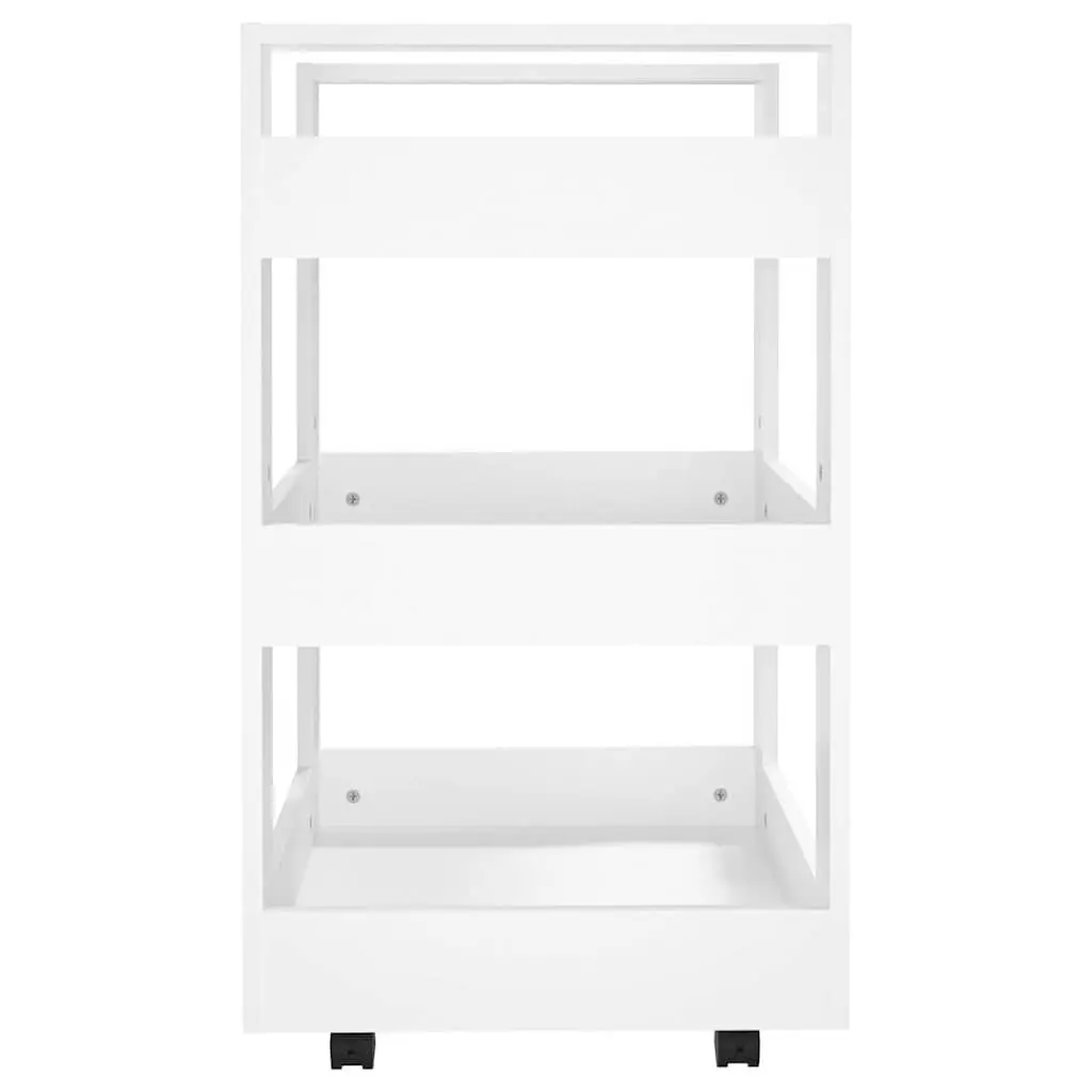 White Kitchen Trolley with 3 Shelves and Wheels