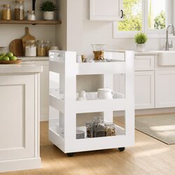 Premium Kitchen Trolley White 60x45x80cm Storage Cart