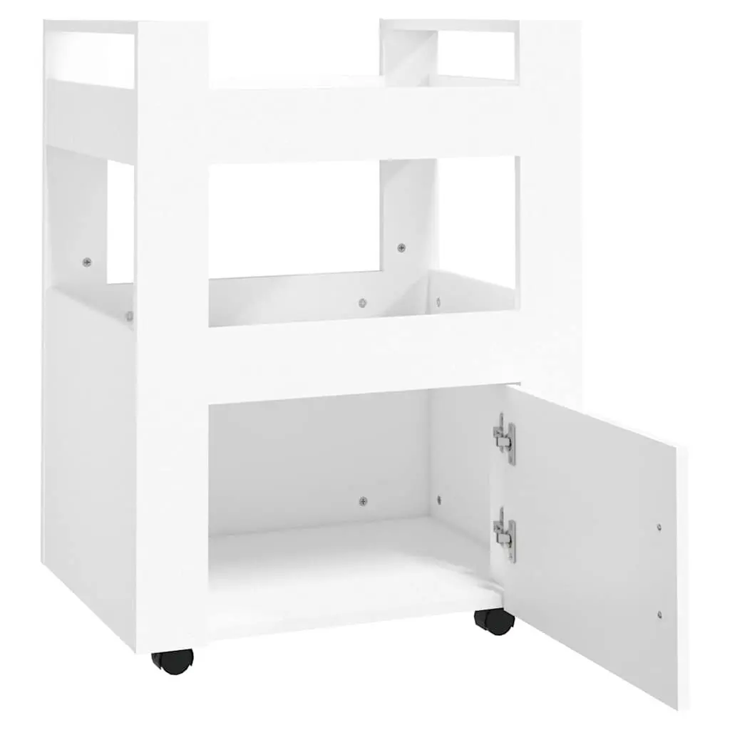 White Kitchen Trolley Storage Organizer 60x45x80 cm