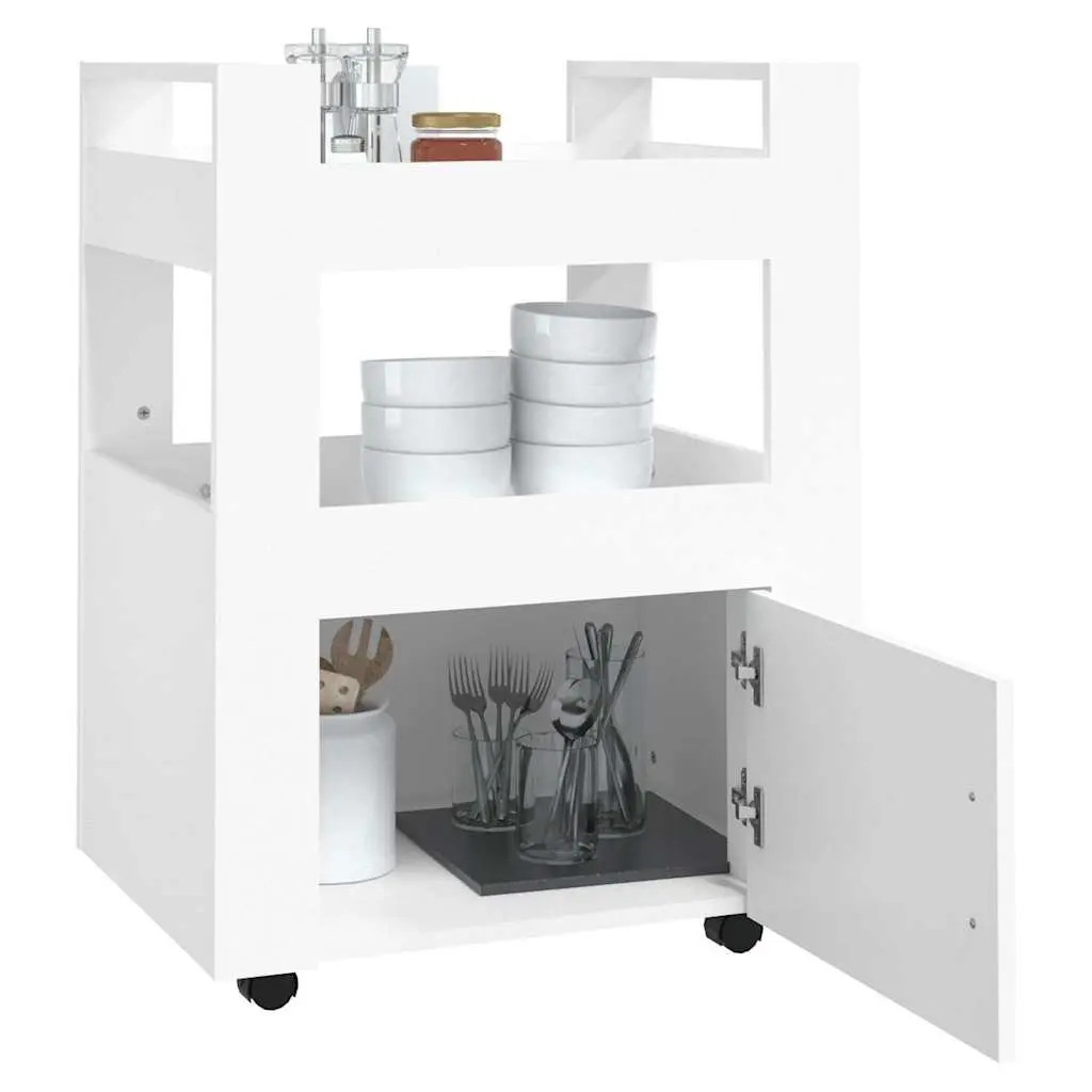 White Kitchen Trolley Storage Organizer 60x45x80 cm