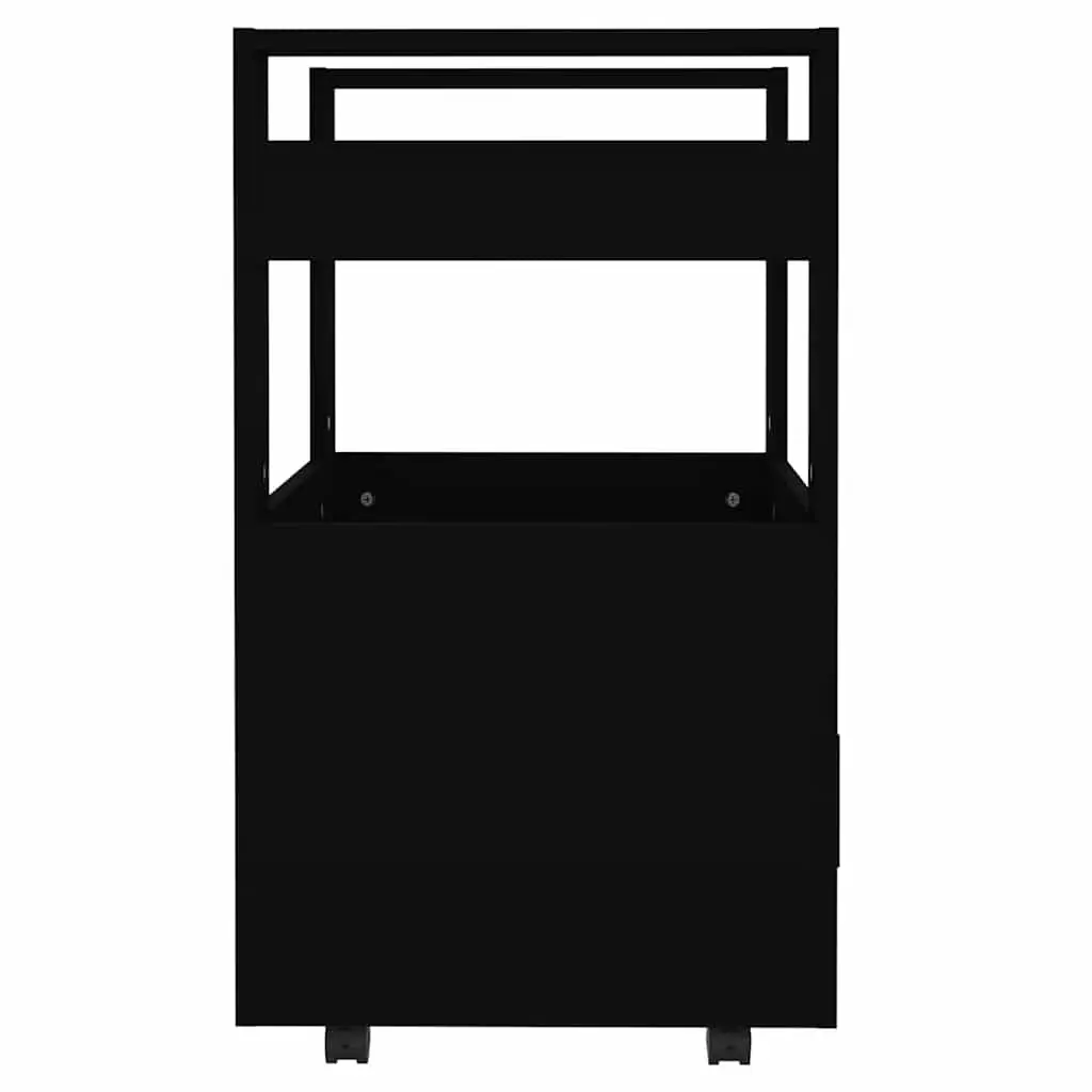 Black Kitchen Trolley with 2 Shelves and 4 Wheels