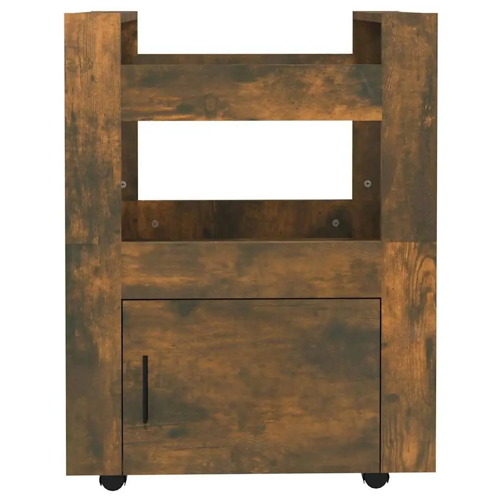Kitchen Trolley Engineered Wood 2 Shelves Brown Mobile Storage Cart