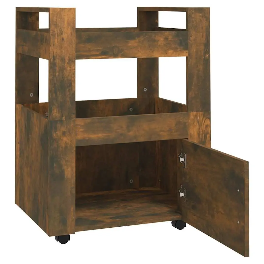 Kitchen Trolley Engineered Wood 2 Shelves Brown Mobile Storage Cart