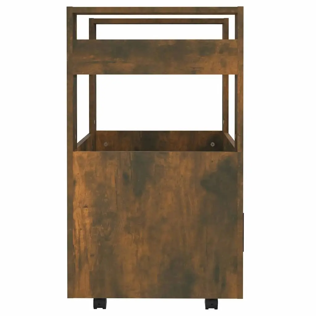 Kitchen Trolley Engineered Wood 2 Shelves Brown Mobile Storage Cart