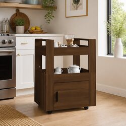 Premium Brown Kitchen Trolley with 2 Shelves and 1 Compartment