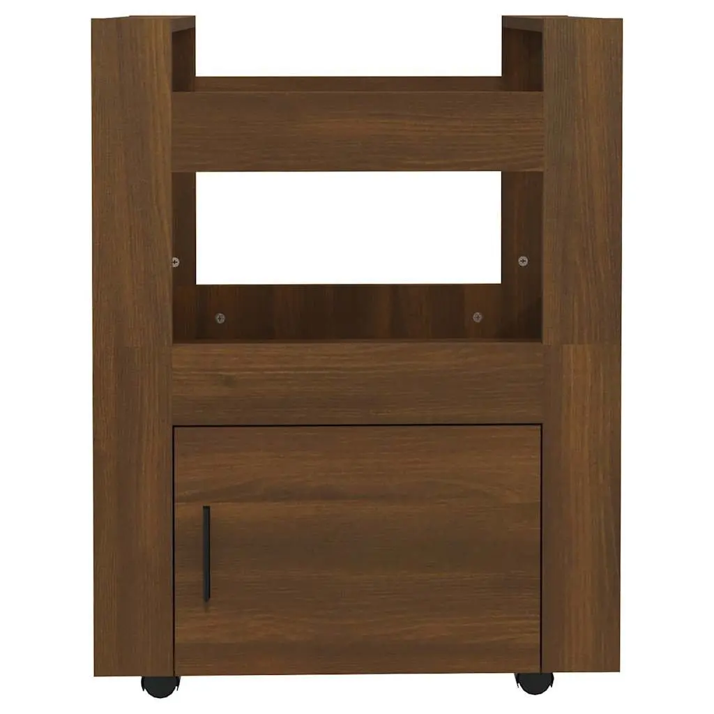 Brown Kitchen Trolley with 2 Shelves and 1 Compartment
