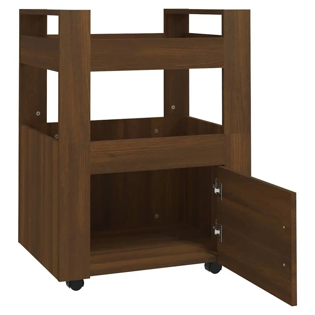 Brown Kitchen Trolley with 2 Shelves and 1 Compartment