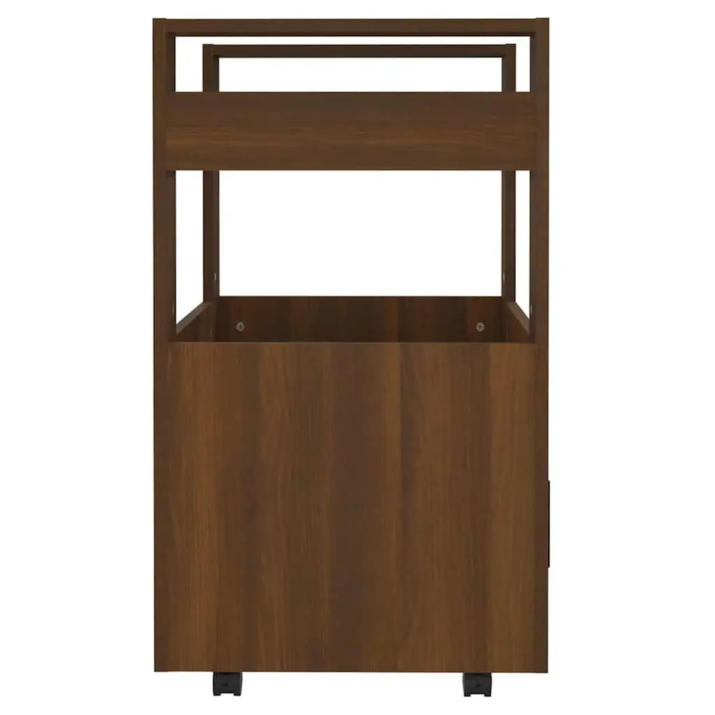 Brown Kitchen Trolley with 2 Shelves and 1 Compartment