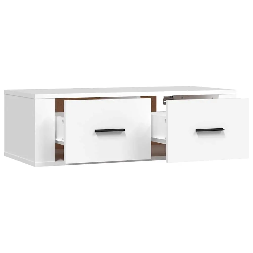 Hanging TV Cabinet Engineered Wood White Wall-Mounted Media Storage Unit 80 x 36 x 25 cm