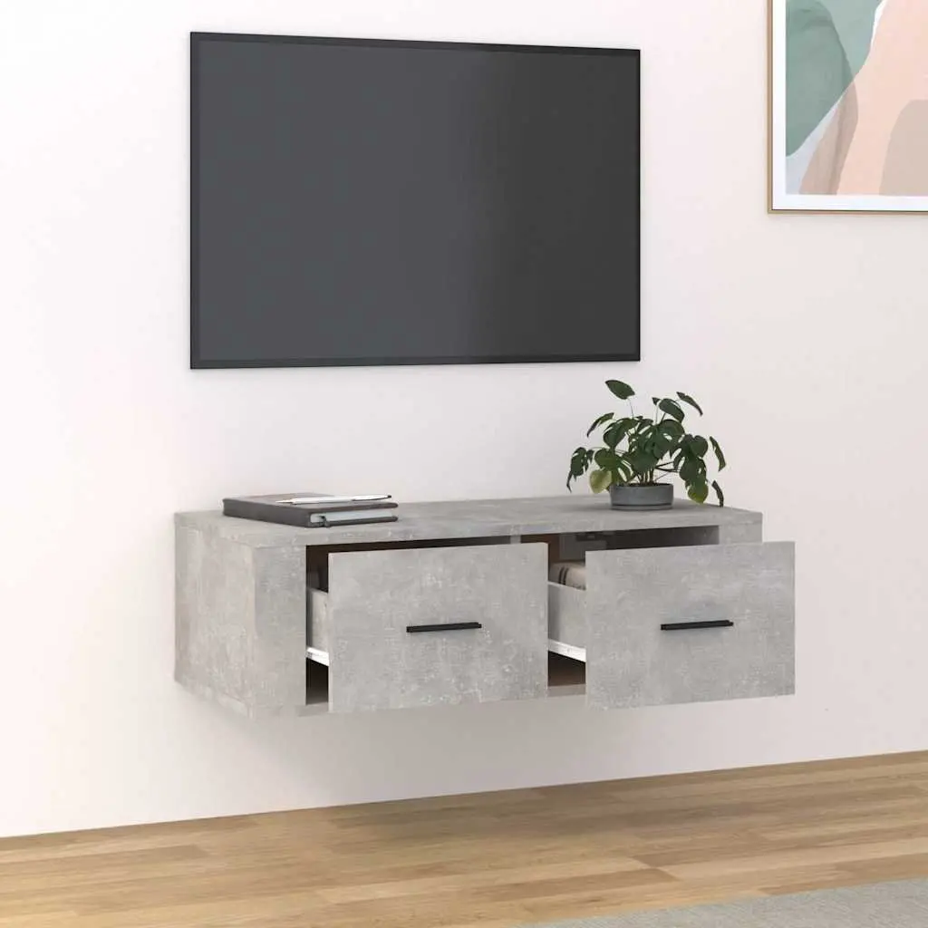 Wall-Mounted TV Cabinet with Grey Engineered Wood