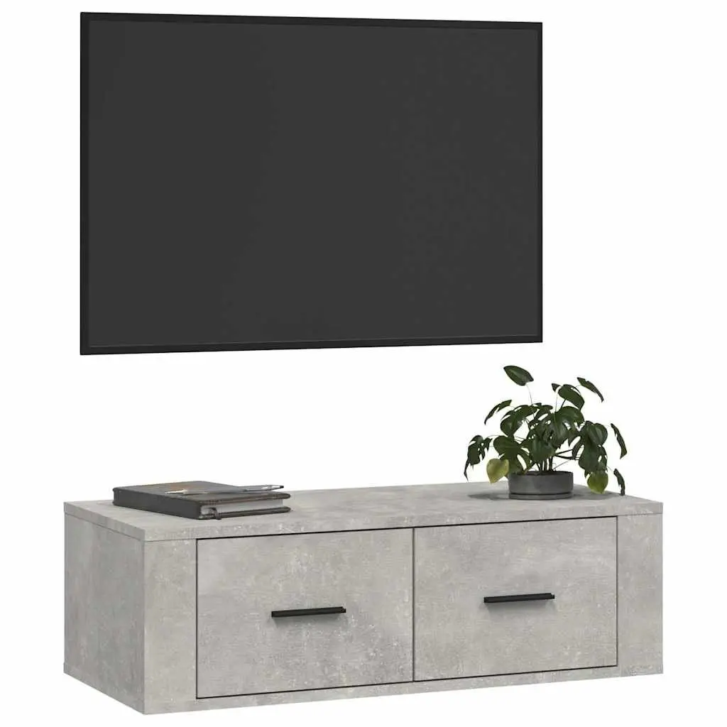 Wall-Mounted TV Cabinet with Grey Engineered Wood