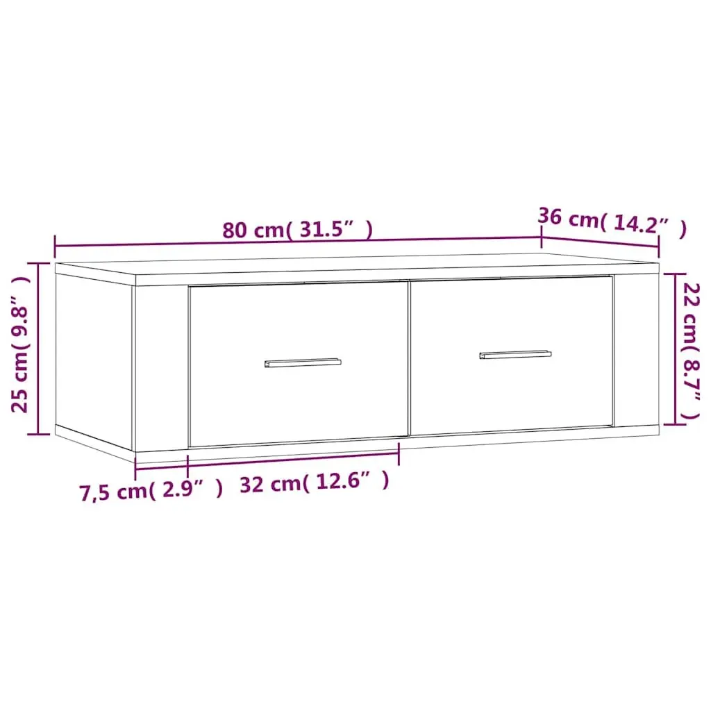 Wall-Mounted TV Cabinet in Brown Engineered Wood