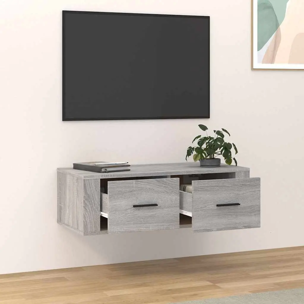 Hanging TV Cabinet Engineered Wood 80 x 36 x 25 cm Grey Sonoma