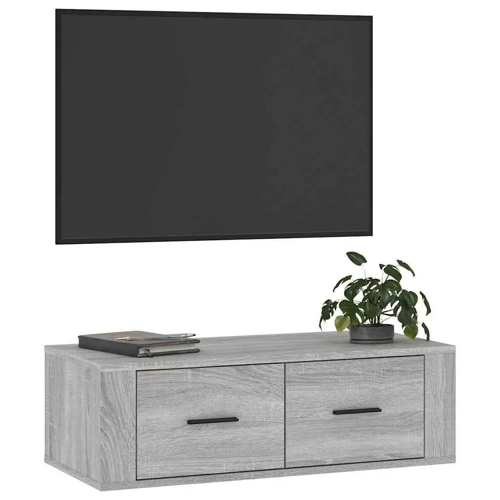Hanging TV Cabinet Engineered Wood 80 x 36 x 25 cm Grey Sonoma