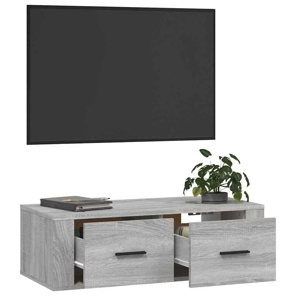 Hanging TV Cabinet Engineered Wood 80 x 36 x 25 cm Grey Sonoma