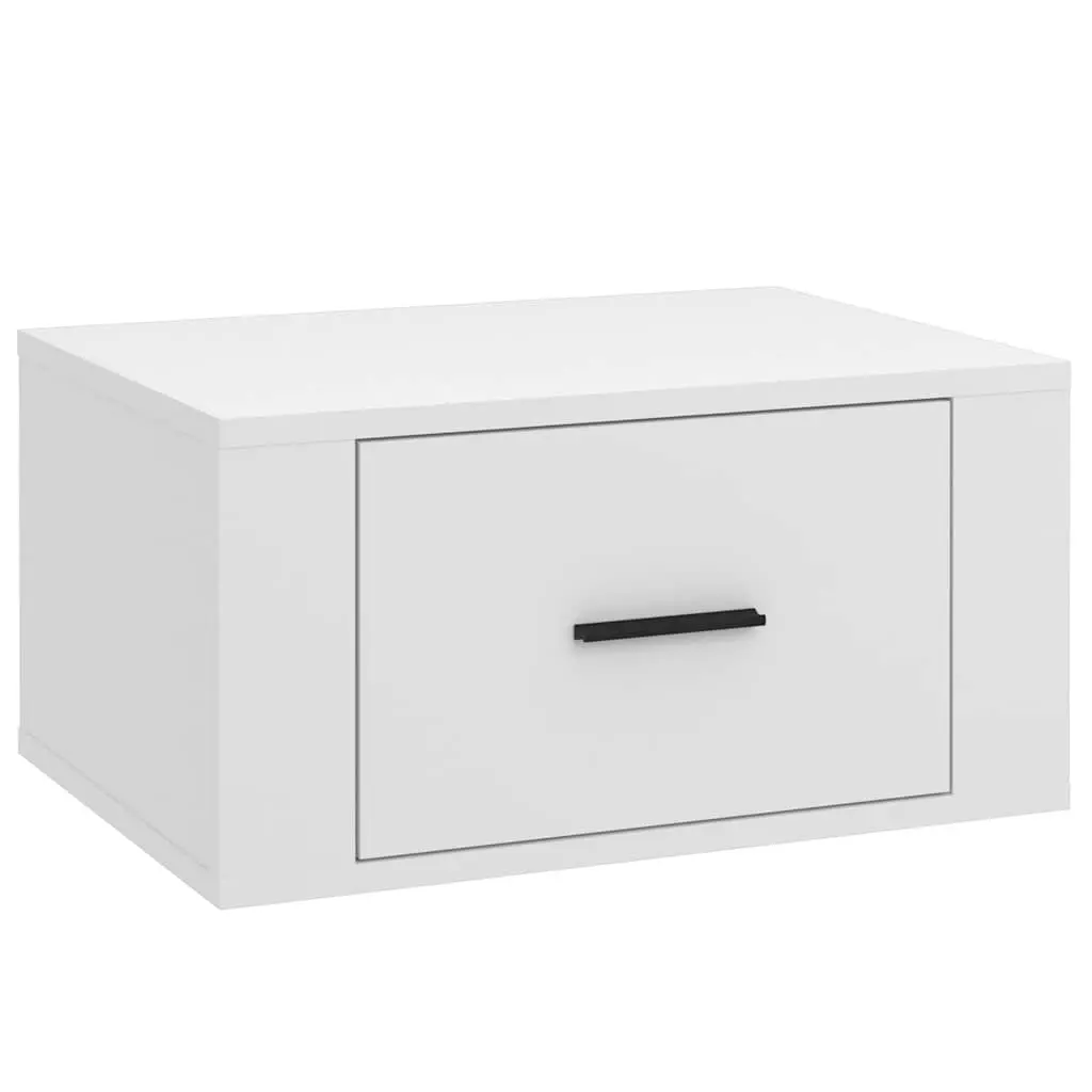 White Floating Bedside Cabinet with Ample Storage