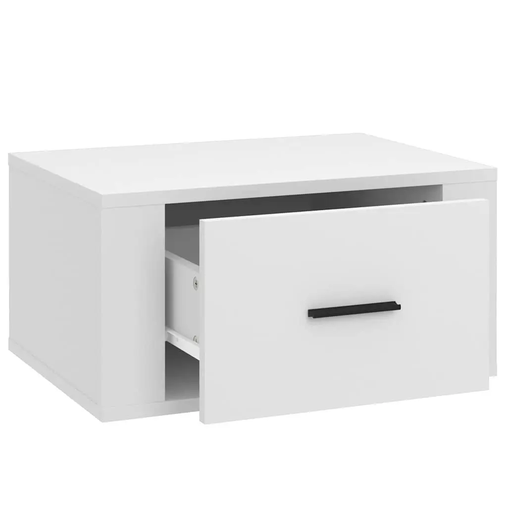 White Floating Bedside Cabinet with Ample Storage