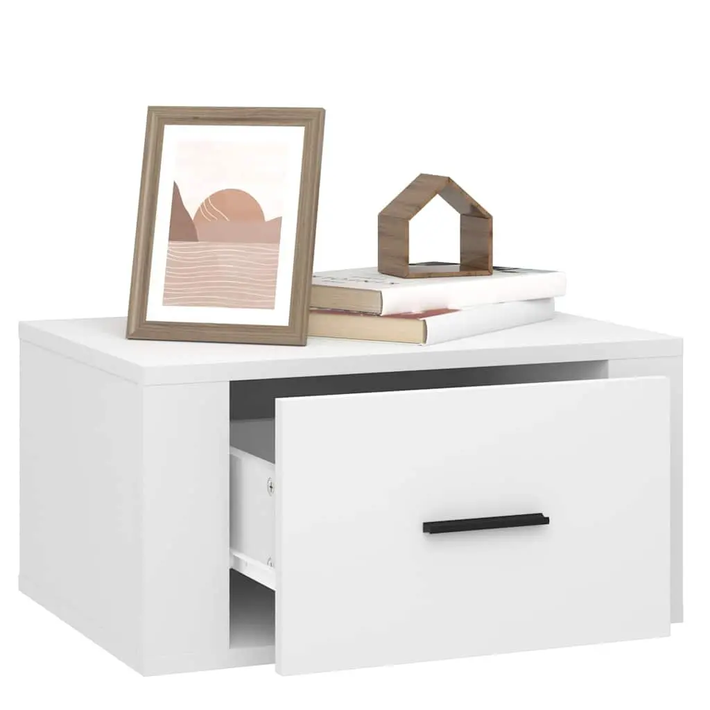 Wall-mounted Bedside Cabinets 2 pcs White Floating Storage Organiser 50x36x25 cm