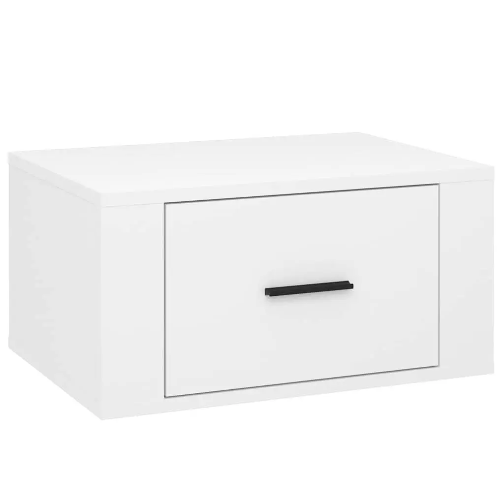 High Gloss White Floating Bedside Cabinet for Bedroom