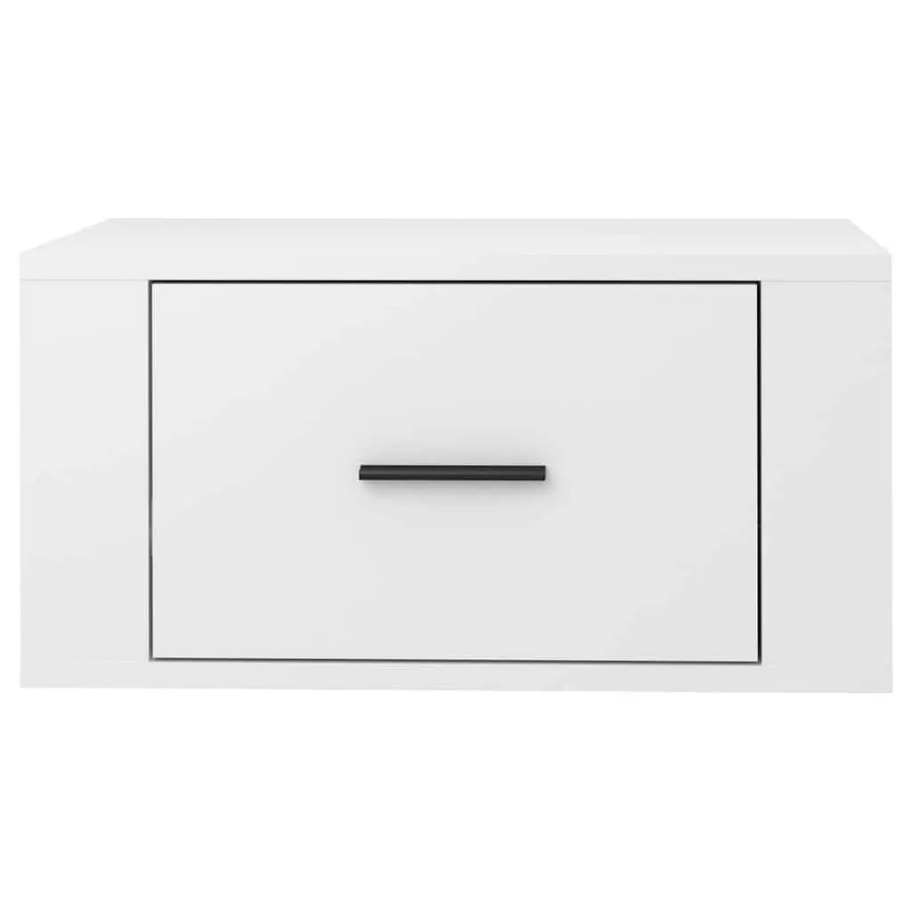 High Gloss White Floating Bedside Cabinet for Bedroom