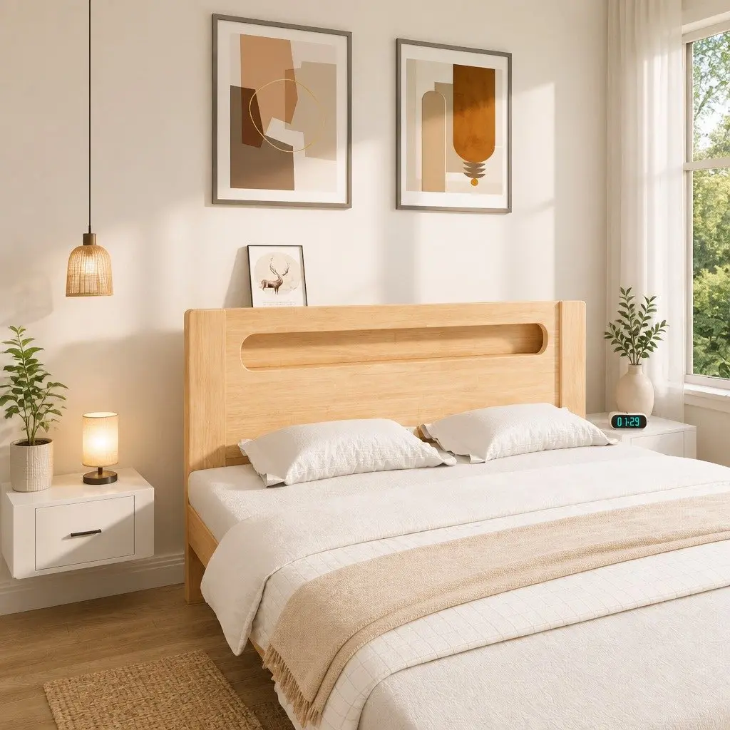 Wall-mounted Bedside Cabinets 2 pcs White Floating Storage Organiser Bedroom
