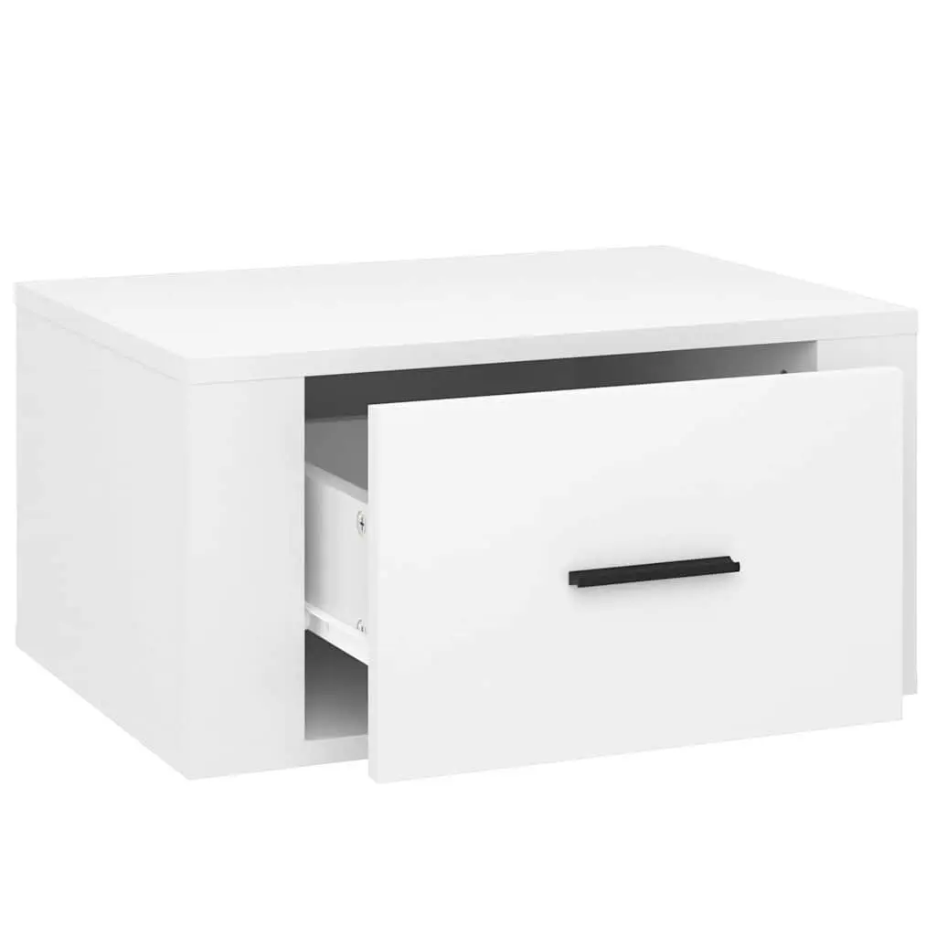 Wall-mounted Bedside Cabinets 2 pcs White Floating Storage Organiser Bedroom