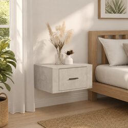 Stylish Wall-Mounted Bedside Cabinet in Grey