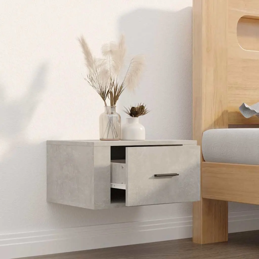 Wall-Mounted Bedside Cabinet in Grey