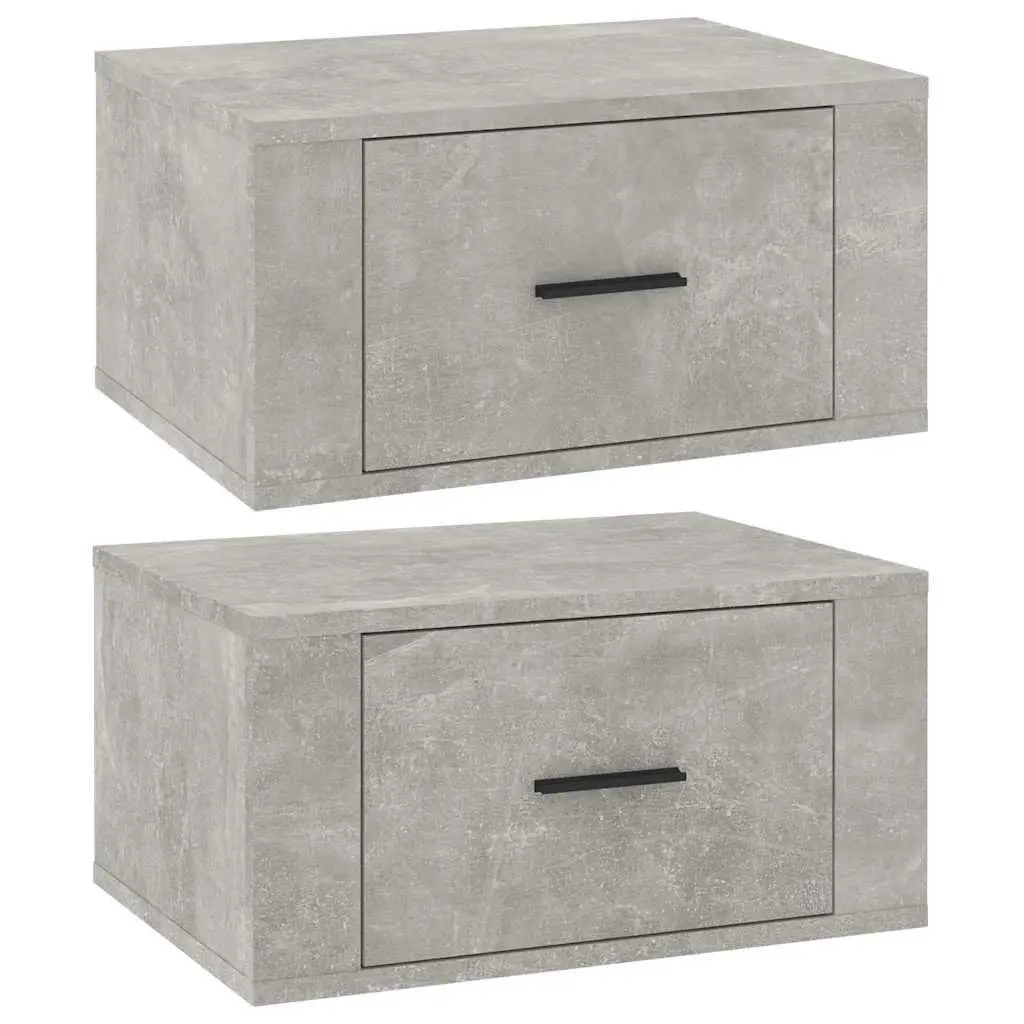 Wall-Mounted Bedside Cabinets Floating Storage Units Grey 50x36x25 cm Pair