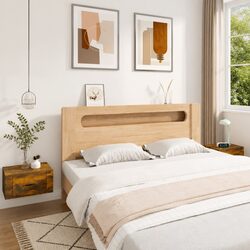 Elegant Wall-mounted Bedside Cabinets in Smoked Oak
