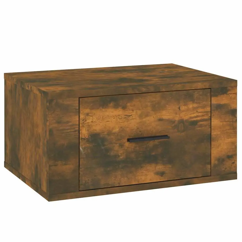 Wall-mounted Bedside Cabinets in Smoked Oak