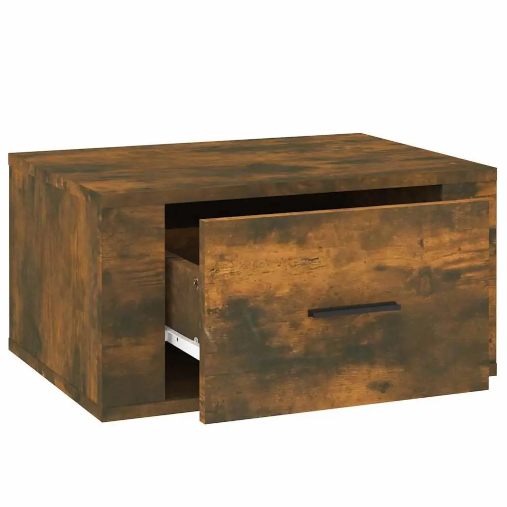 Wall-mounted Bedside Cabinets in Smoked Oak