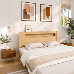 Elegant Wall-mounted Bedside Cabinets Set in Brown Oak