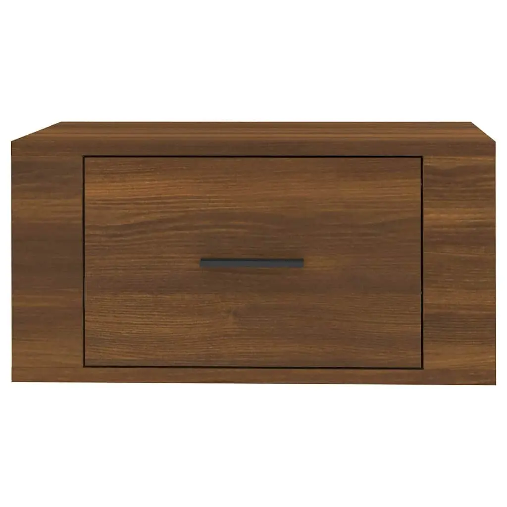 Wall-mounted Bedside Cabinets Set in Brown Oak