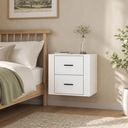 Stylish Wall-Mounted Bedside Cabinet in White