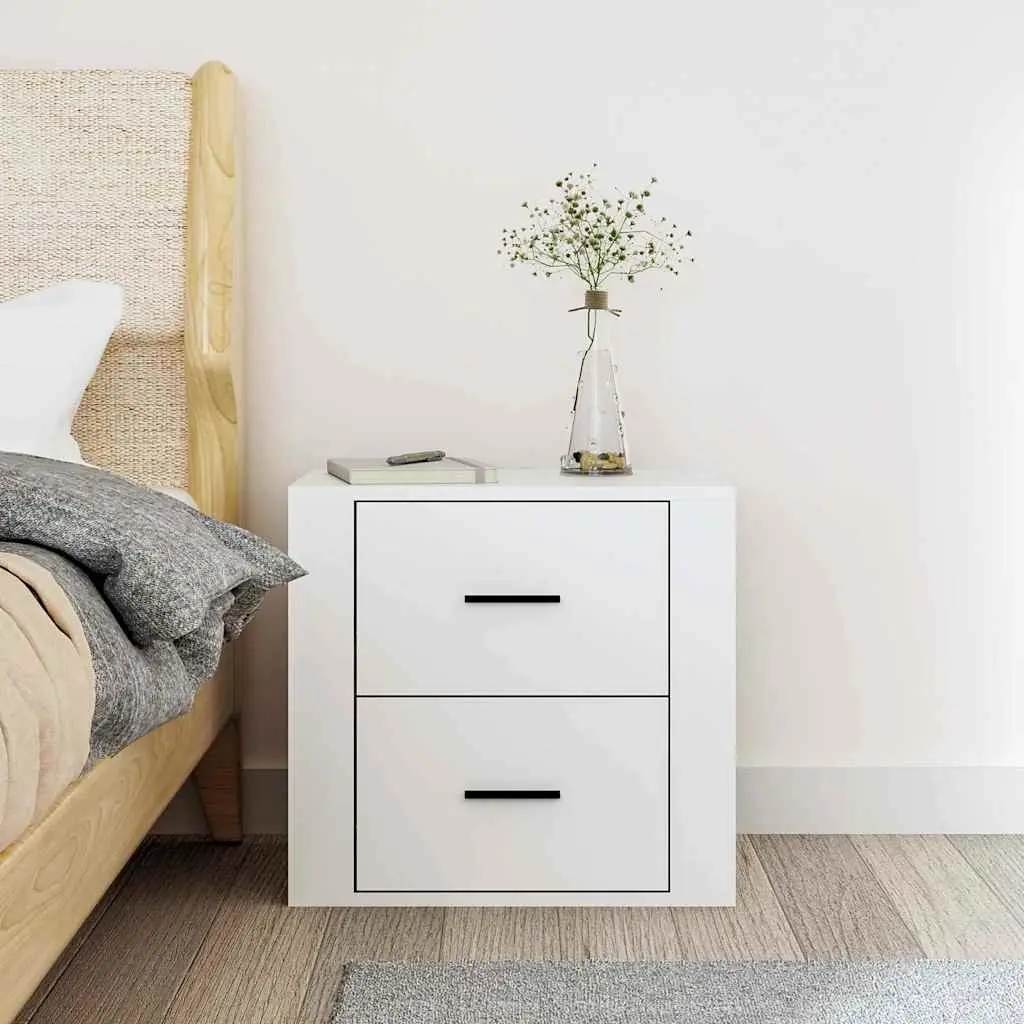 Wall-Mounted Bedside Cabinet in White