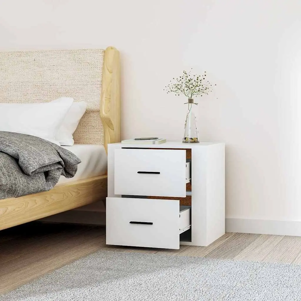 Wall-Mounted Bedside Cabinet in White