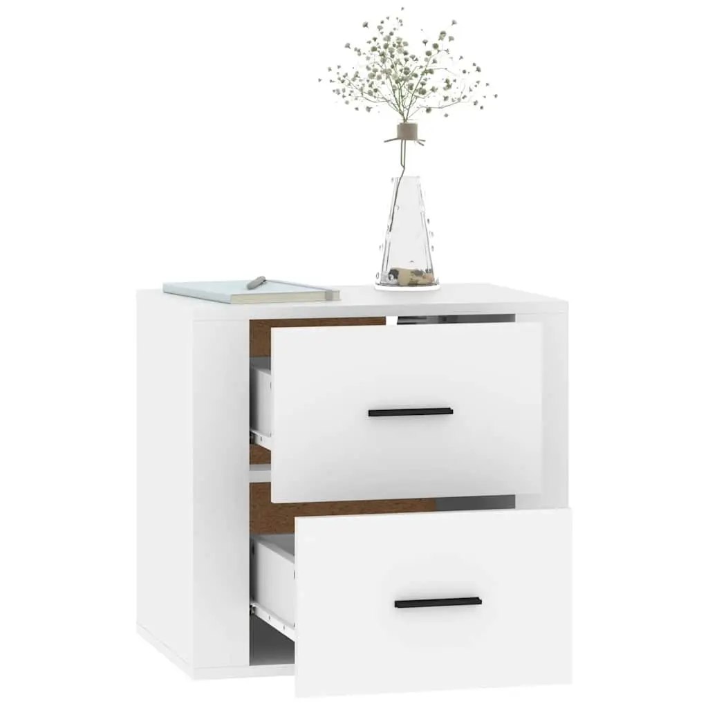 Wall-Mounted Bedside Cabinet in White