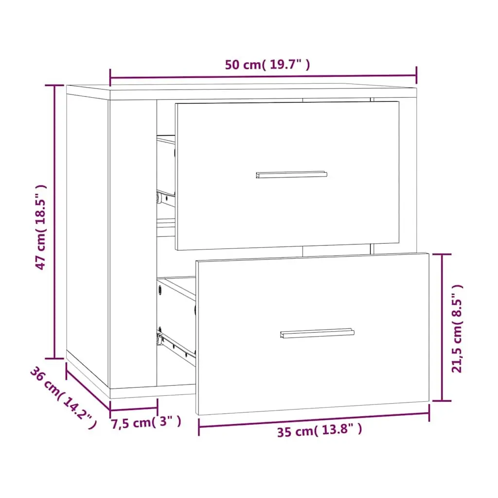 Wall-Mounted Bedside Cabinet in White