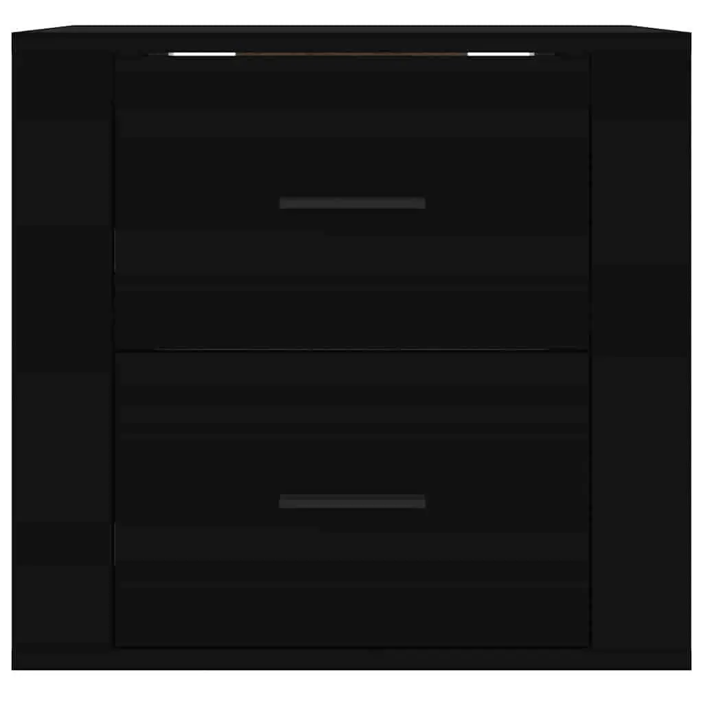 Black Wall-Mounted Bedside Cabinet for Storage