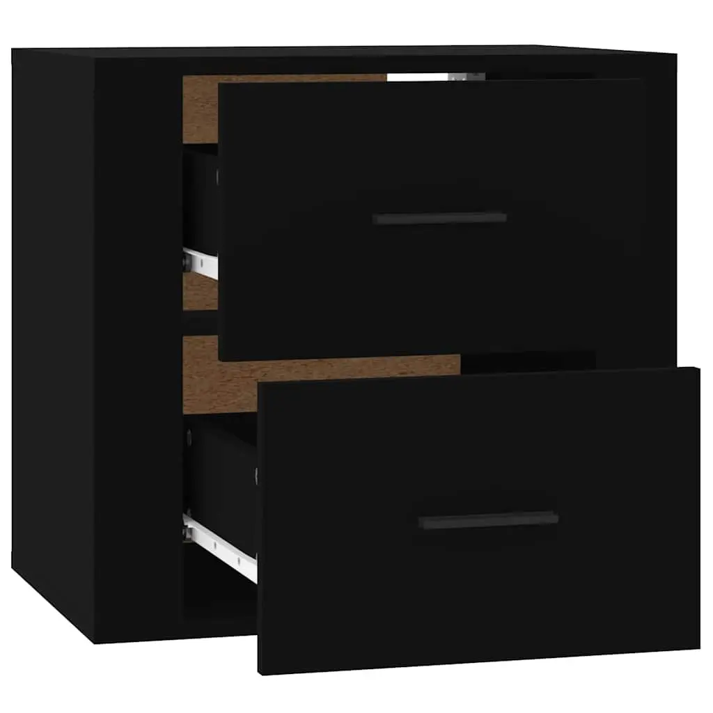 Black Wall-Mounted Bedside Cabinet for Storage