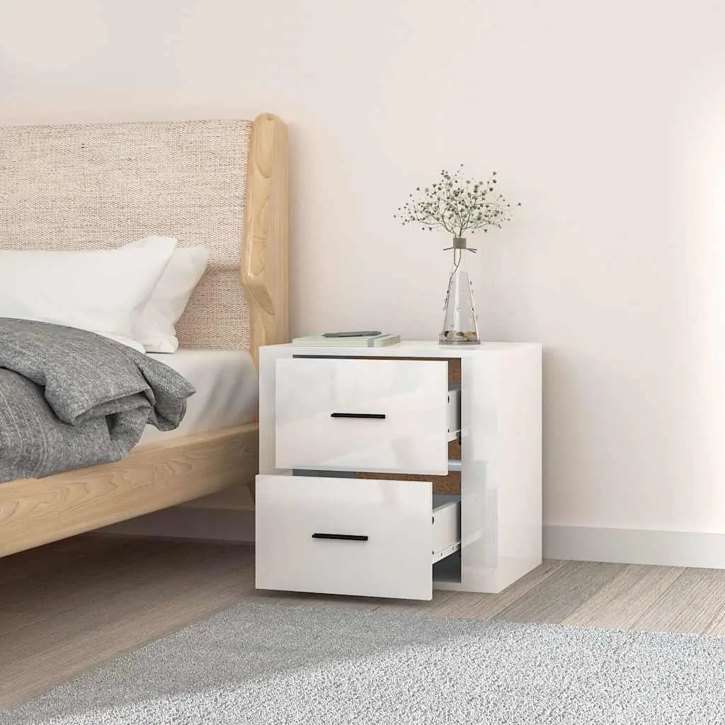 Wall-mounted Bedside Cabinet White Floating Storage Organiser 50x36x47cm