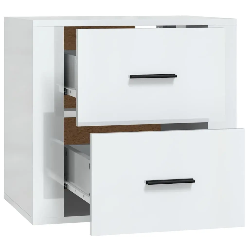 Wall-mounted Bedside Cabinet White Floating Storage Organiser 50x36x47cm
