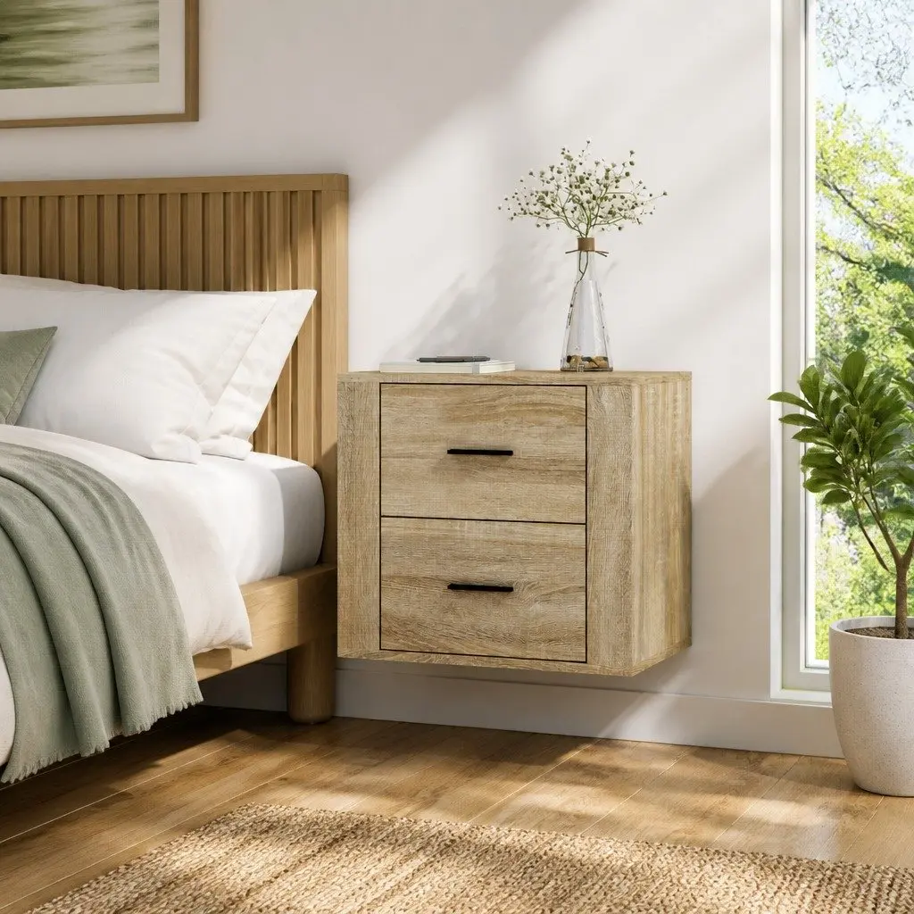 Wall-mounted Bedside Cabinet Engineered Wood 50x36x47cm Brown