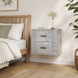 Floating Grey Wall-mounted Bedside Cabinet for Storage