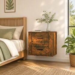 Floating Brown Bedside Cabinet for Stylish Storage