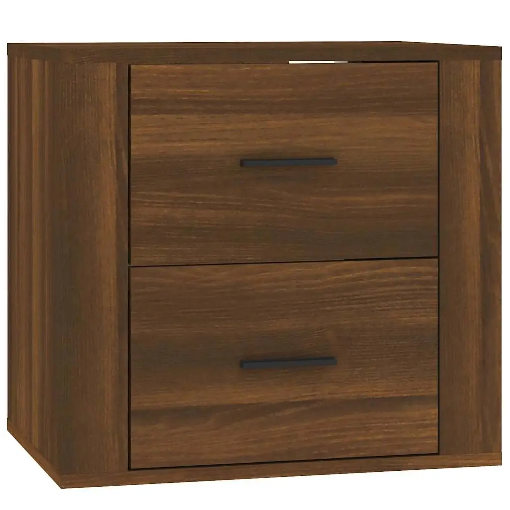 Floating Brown Oak Bedside Cabinet for Bedrooms